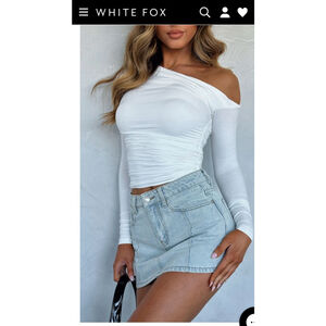 White Fox Single Soon Denim Mini Skirt Light‎ Blue Acid Medium